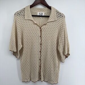 Indi Luxe Unisex Lightweight, Short Sleeve Cardigan Nutmeg Shell N/W Tags Size S